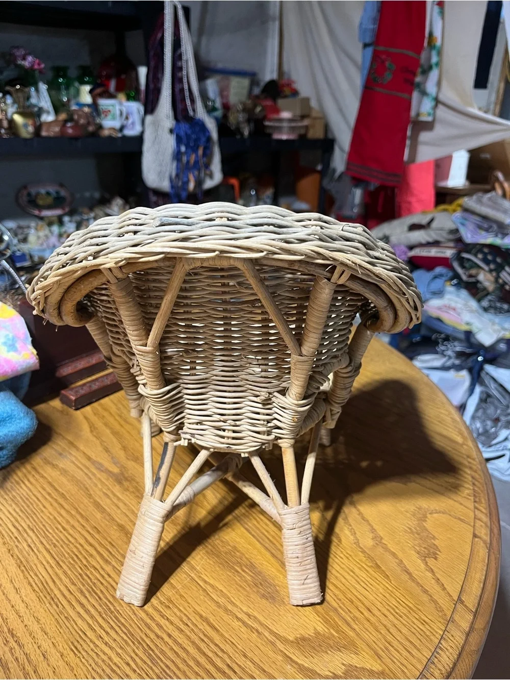 Natural Wicker Accent Chair - Cream Woven Design. Mini Doll Chair